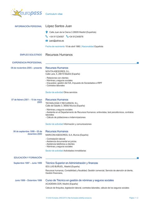 Curriculum Vitae Europass .